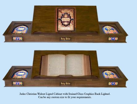 JudeoChristianTorahBibleLightedWalnutCabinet