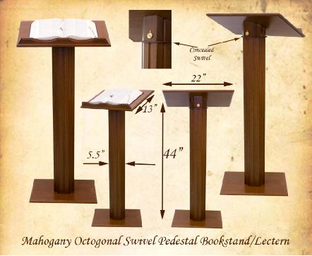 MahoganyOctagonalSwivelPedestalTypeBookstand